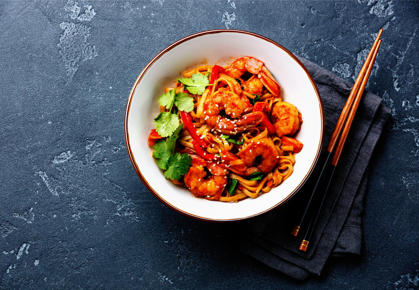 Sriracha Shrimp with Udon Noodles